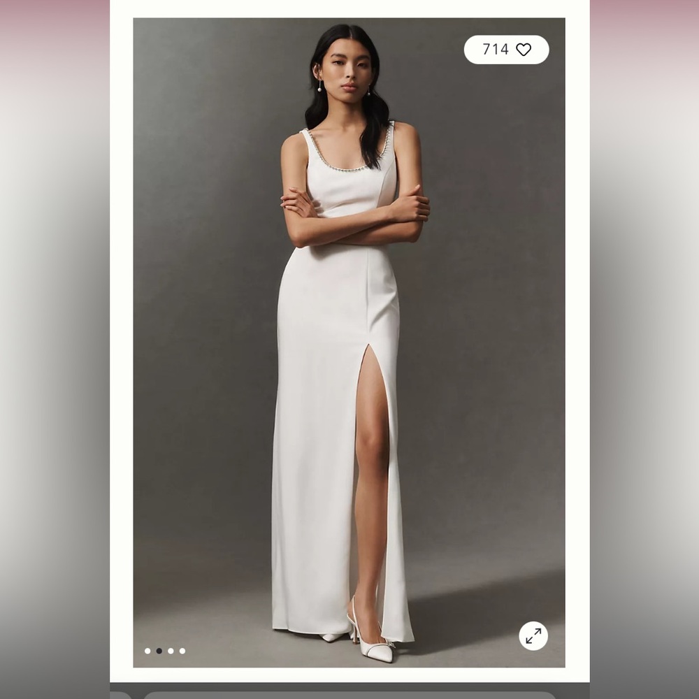 NWT Mac Duggal Sleeveless Scoop-Neck Side-Slit Column Maxi Dress